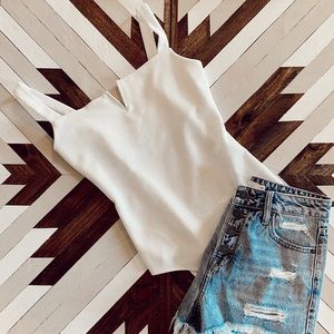 White ribbed body suit